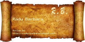Radu Barbara névjegykártya